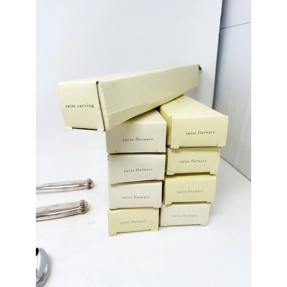 Pottery Barn Twist Flatware‎ 5 Piece Set 18/8 Stainless Steel Silver 9 Sets